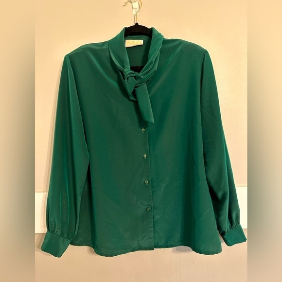Pendleton Tops - Vintage 80s Pendleton Country Sophisticates Size 12 Large Emerald Blouse